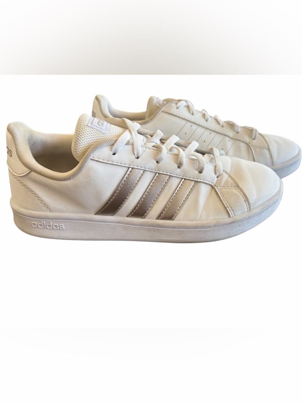 Adidas Grand Court Silver And White Classic Low Top Shoe EE7874 Size 7